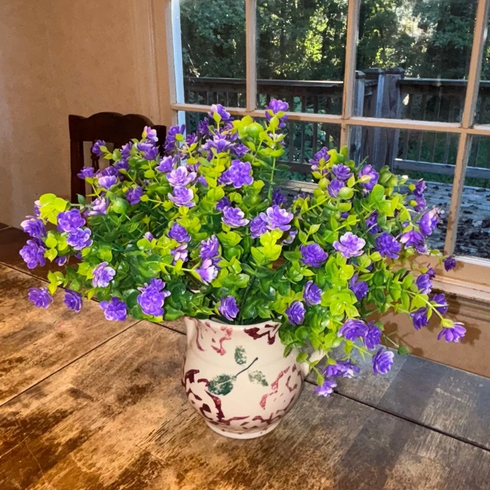 6 pcs Purple Artificial Flowers Outdoor Plastic Faux Flowers NWOT
